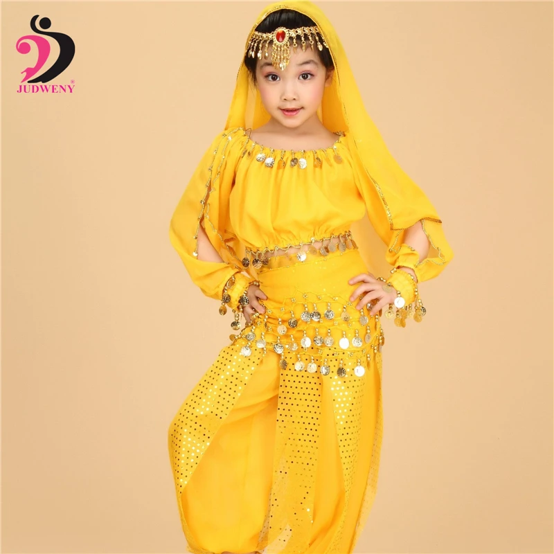 Индийская одежда костюм для танца живота Детский с длинными рукавами сцены