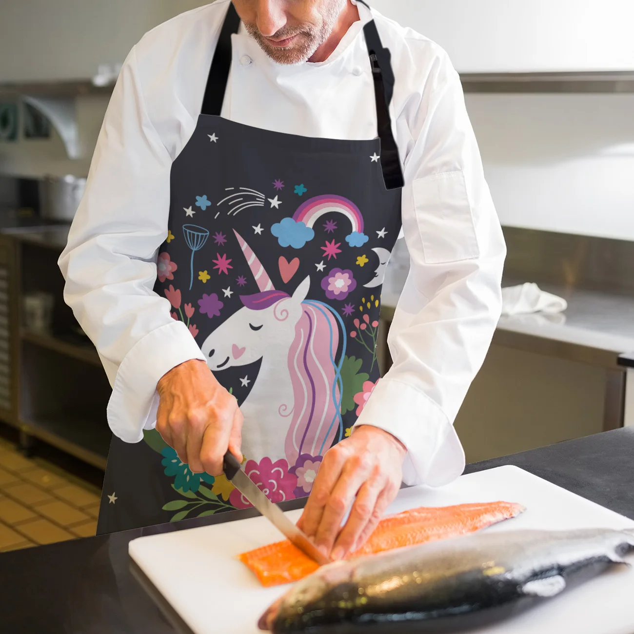Чистый и единорог фартуки с принтом кухня домашний холст нагрудник для женщин