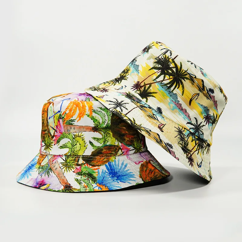 Панама Мужская и женская летняя с принтом кокосовой пальмы в стиле хип-хоп