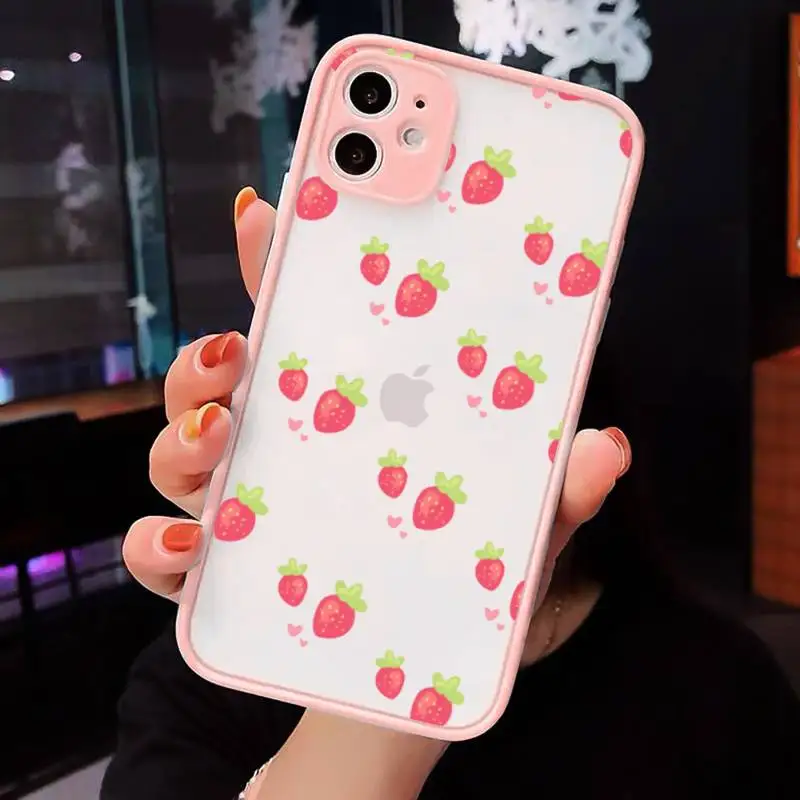 

strawberry Phone Case Matte For iPhone 12 Mini 11 Pro XR XS Max 7 8 Plus X Hard PC Back Cover