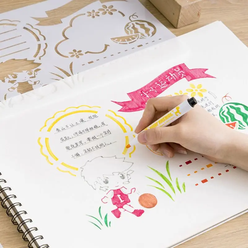 

8pcs/set Kids Hand Copy Painting Drawing Template Rulers A4 Stencils DIY Painting Mold School Supply Tools Craft Children Gifts