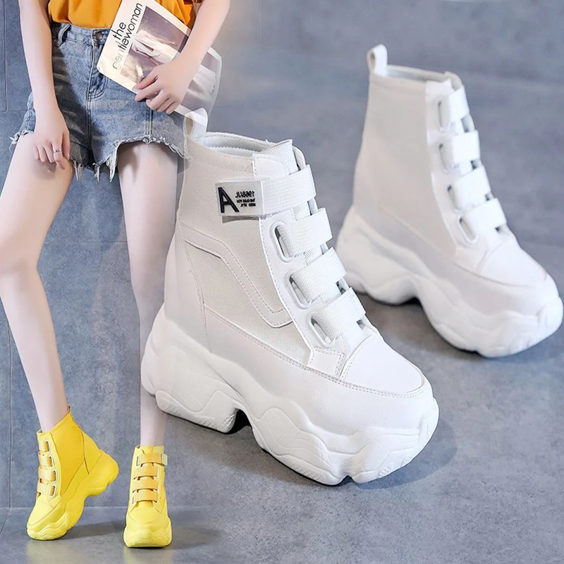 

2020 New Spring Wedges Canvas Shoes Woman Platform Vulcanized Shoes Hidden Heel Height Increasing Casual Shoes Female Chaussure