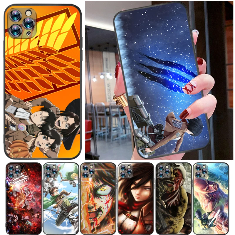 

Attack On Titan Armin Arlert Levi Eren Jager Mikasa Ackerman Phone Case For iPhone 11 Pro MAX Carcasa Coque Back Cover Funda
