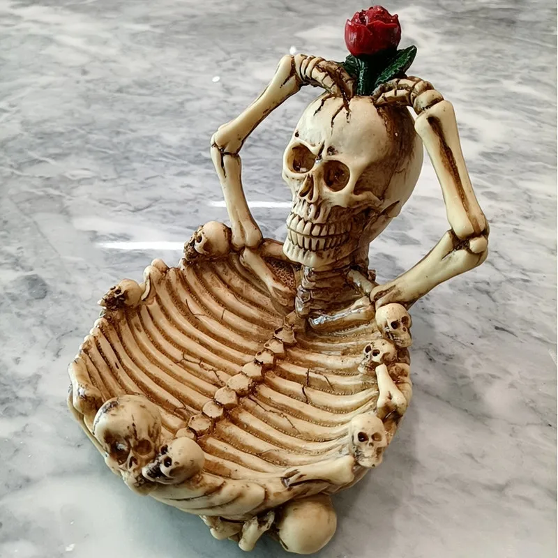 

Rose Skull Ashtray Creative Bar/home Personalized Resin Crafts Display Halloween Gift To Remind You To Smoke Less