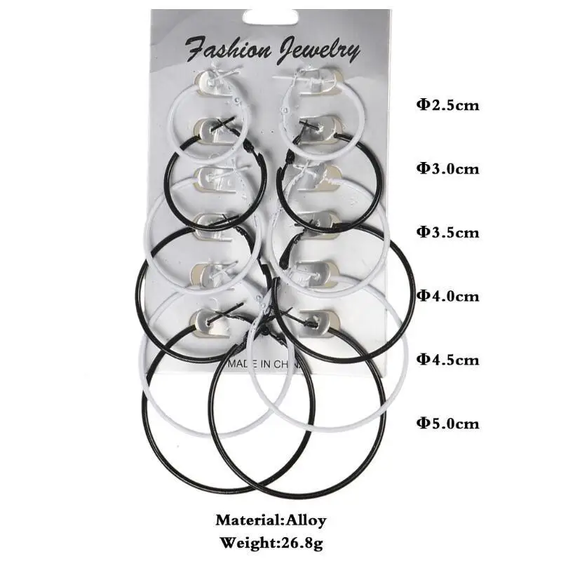 

Elegant Multi Size 6 Pairs Sexy Earrings Big Circle Earrings Multicolor Earrings Ear Accessories Women Fashion Eardrop