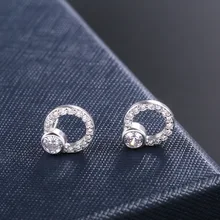 New Sweet Temperament Girl Dainty Zircon Round Stud Earrings Simple and Versatile Wedding Party Hoop Earring Fashion Jewelry