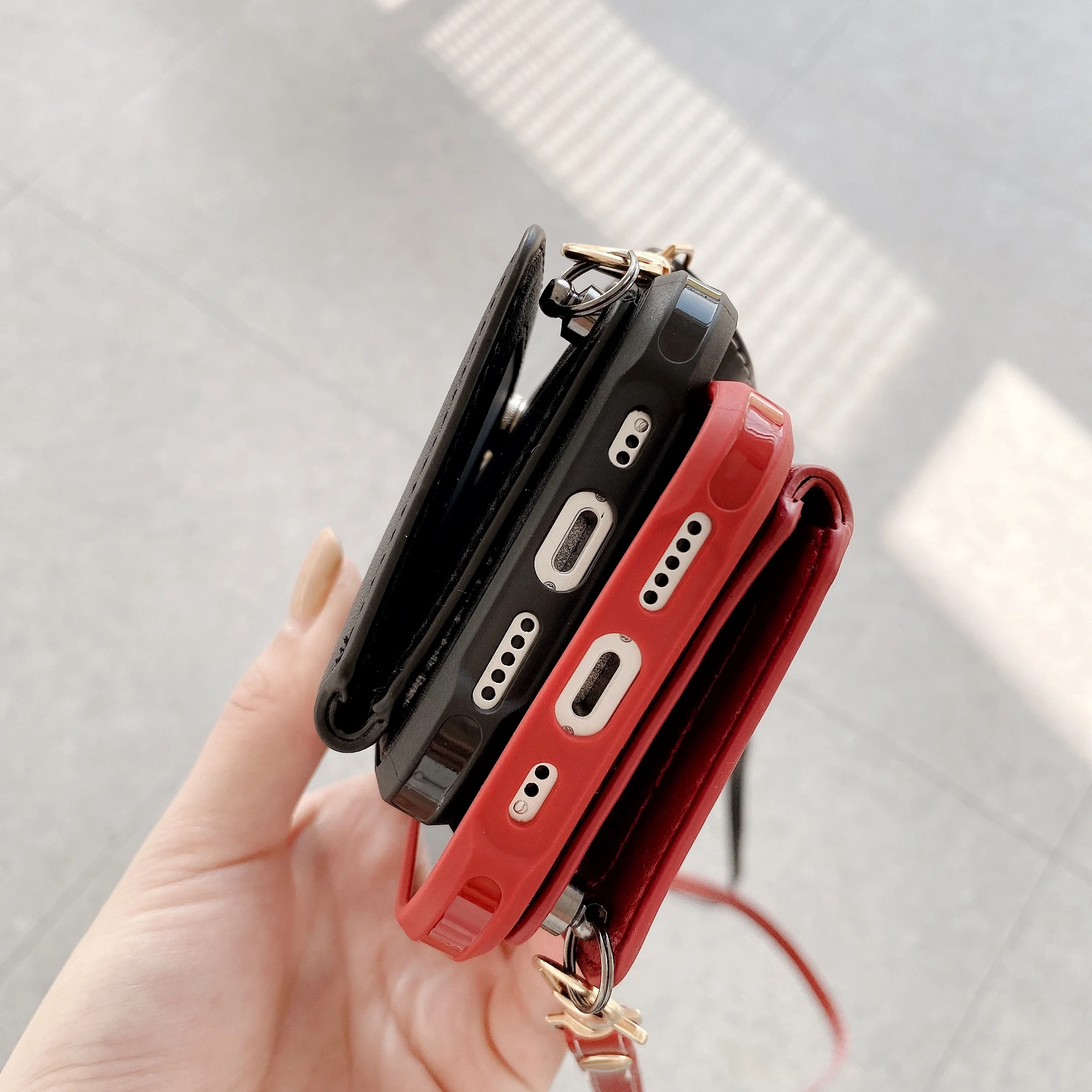 Fashion simple card wallet Crossbody chain bag strap leather case for iPhone 12 11 Pro max case 7 8 plus XS MAX 12mini X XR CAPA iphone 8 plus phone case