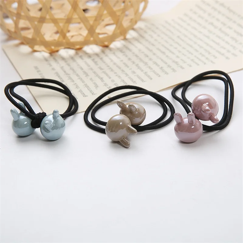 Чистый и свежий карамельный цвет милый круг для волос Кролик Корея короткий