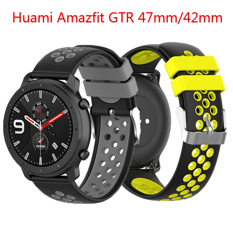Ремешок силиконовый для huami Amazfit GTR Воздухопроницаемый браслет смарт часов 20 мм 22