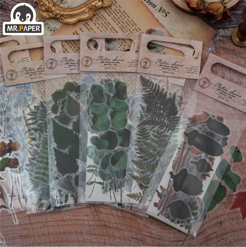 

8 Designs 20 Pcs/lot Botany Plant Deco Stickers Scrapbooking Bullet Journal Toy Retro Album Hand Account DIY Stationery Stickers