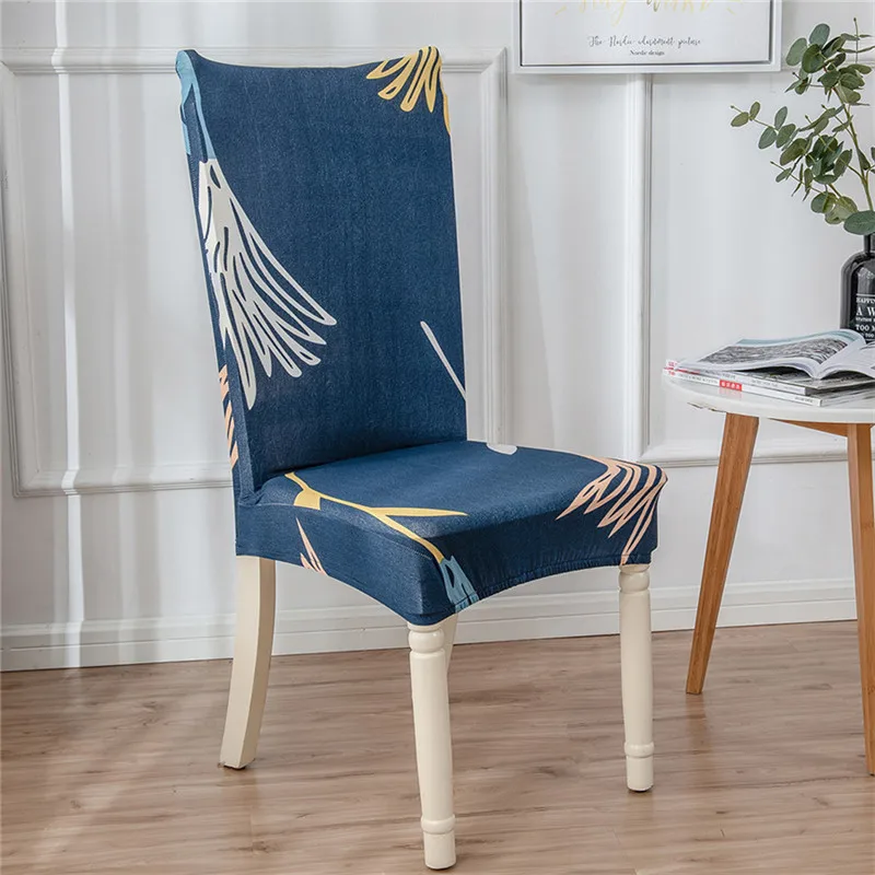 

Fabric Dining Chair Slipcover Printed Elastic Chair Covers Spandex for Banquet Office Chair Removable Anti-dirty Chair Cover