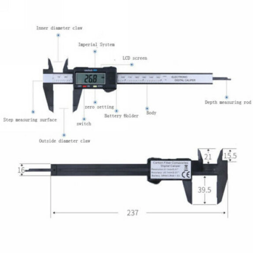 

Lightweight Electronic Digital Caliper Measuring Ruler Automotive Tools