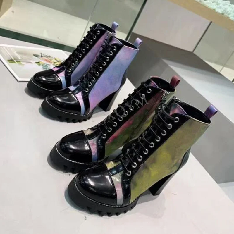 

Женские ботильоны из натуральной кожи, на платформе и толстом каблуке