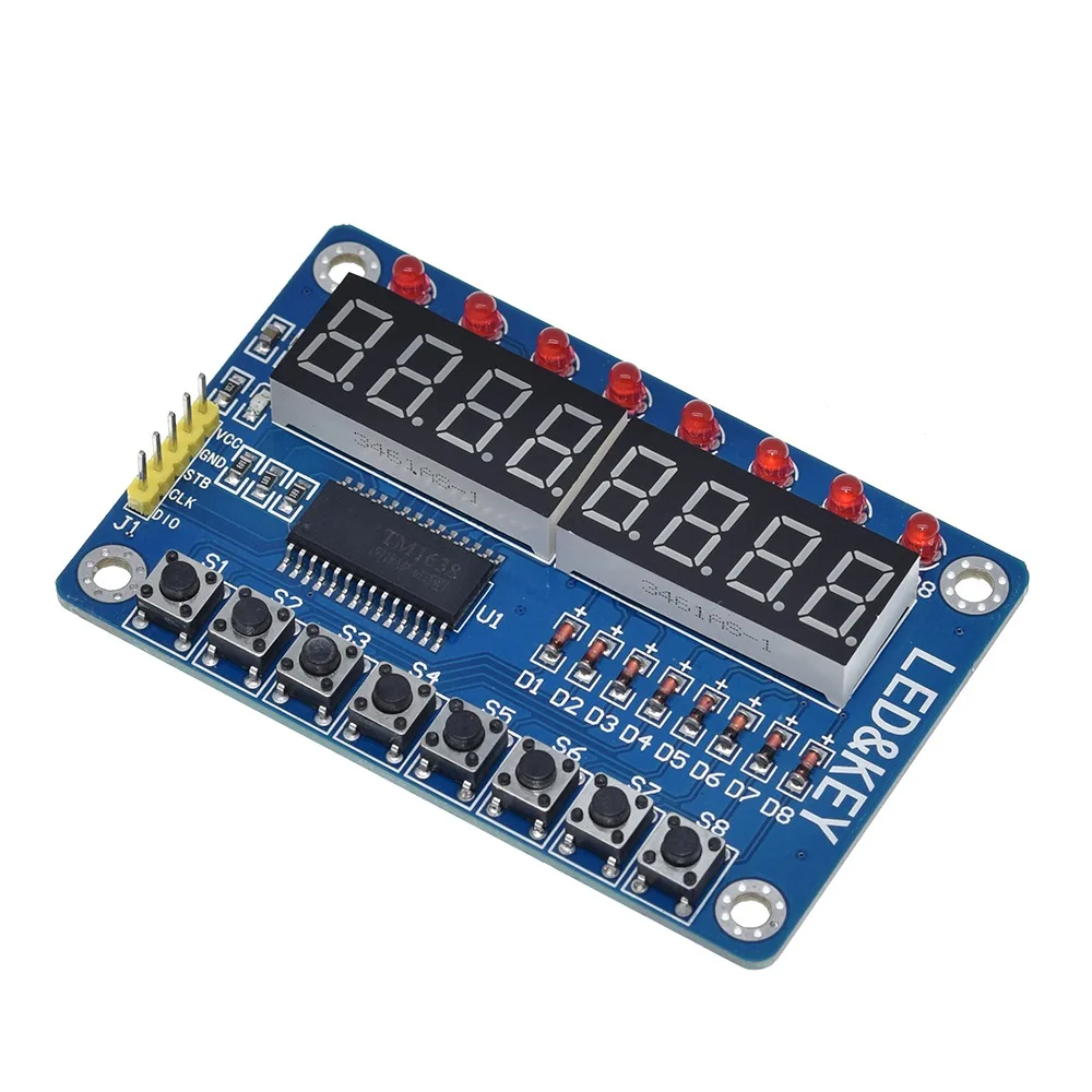 spkey Дисплей светодиодной лампой для AVR Arduino 8 бит цифровой светодиодный трубчатая лампа 8-Bit TM1638 модуль
