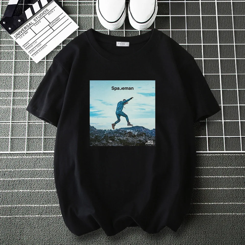 

Nick Jonas Spaceman Cotton Tee Shirt Men Woman Music Fashion T Shirt Brand Casual Loose Tops Male Hip Hop Harajuku T-Shirts