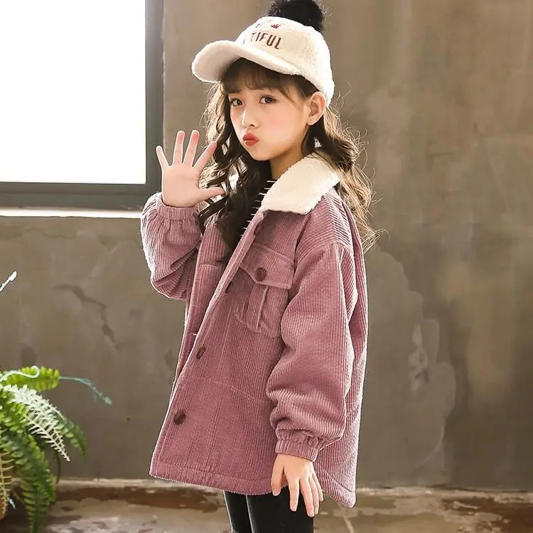 Модная куртка для девочек одежда на весну и осень новинка 2021 детская Вельветовая