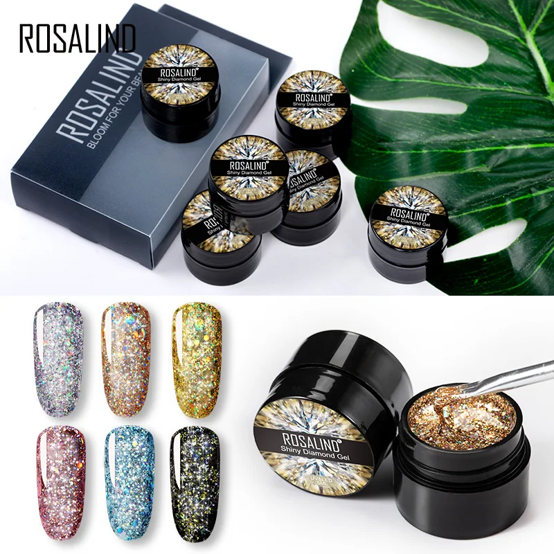 Набор алмазных гель лаков ROSALIND Платиновый лак Гибридный штамп набор для