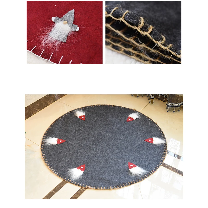 Рождественская елка юбки Круглый шерстяной войлок коврик для бороды