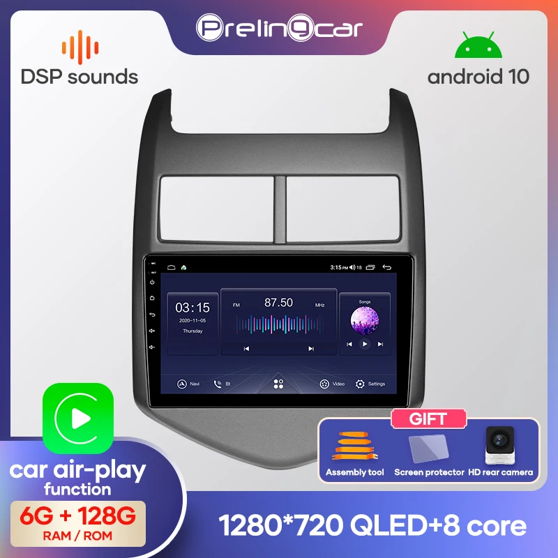 Prelingcar для Шевролет Авео 2 авто магнитолы До 4G+64G Android 10 8 ЯДЕР DSP Навигация GPS