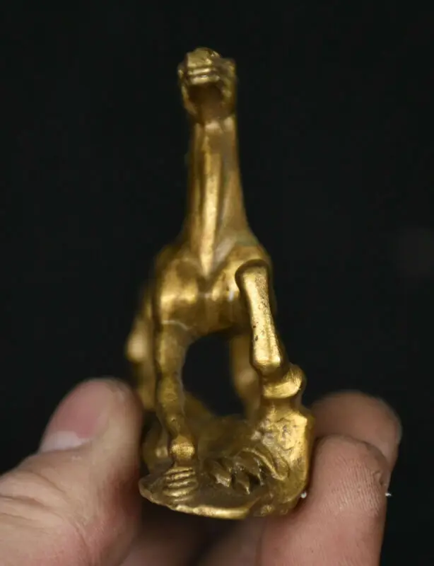 Китайская статуя богатства Fengshui из чистой латуни 12 знаков зодиака лошади