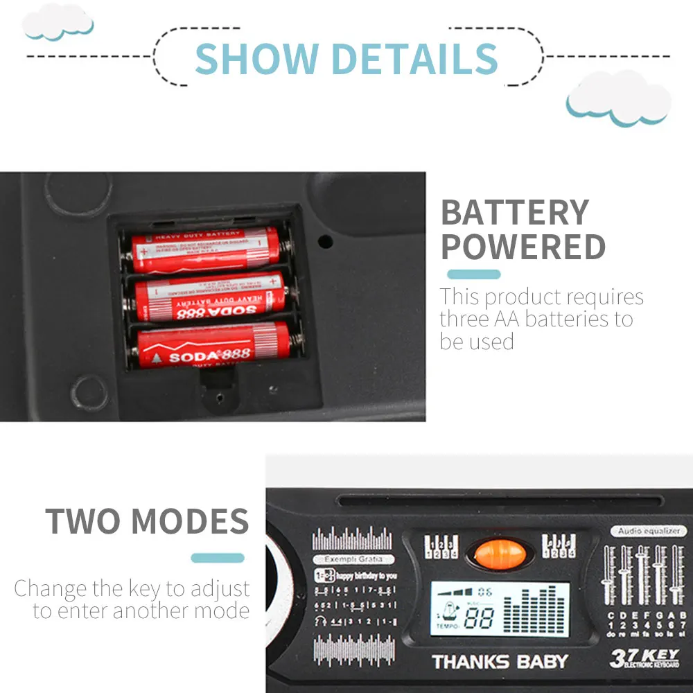 

Musical Toys Kids Piano 37 Keys Mini Electronic Organ Musical Piano Teaching Keyboard Educational Toys For Kids