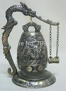 

EXQUISITE OLD TIBETAN HANDWORK COPPER COLLECTABLE CHINESE BRASS DRAGON BELL STATUE ANTIQUE MEN'S TRADITIONAL