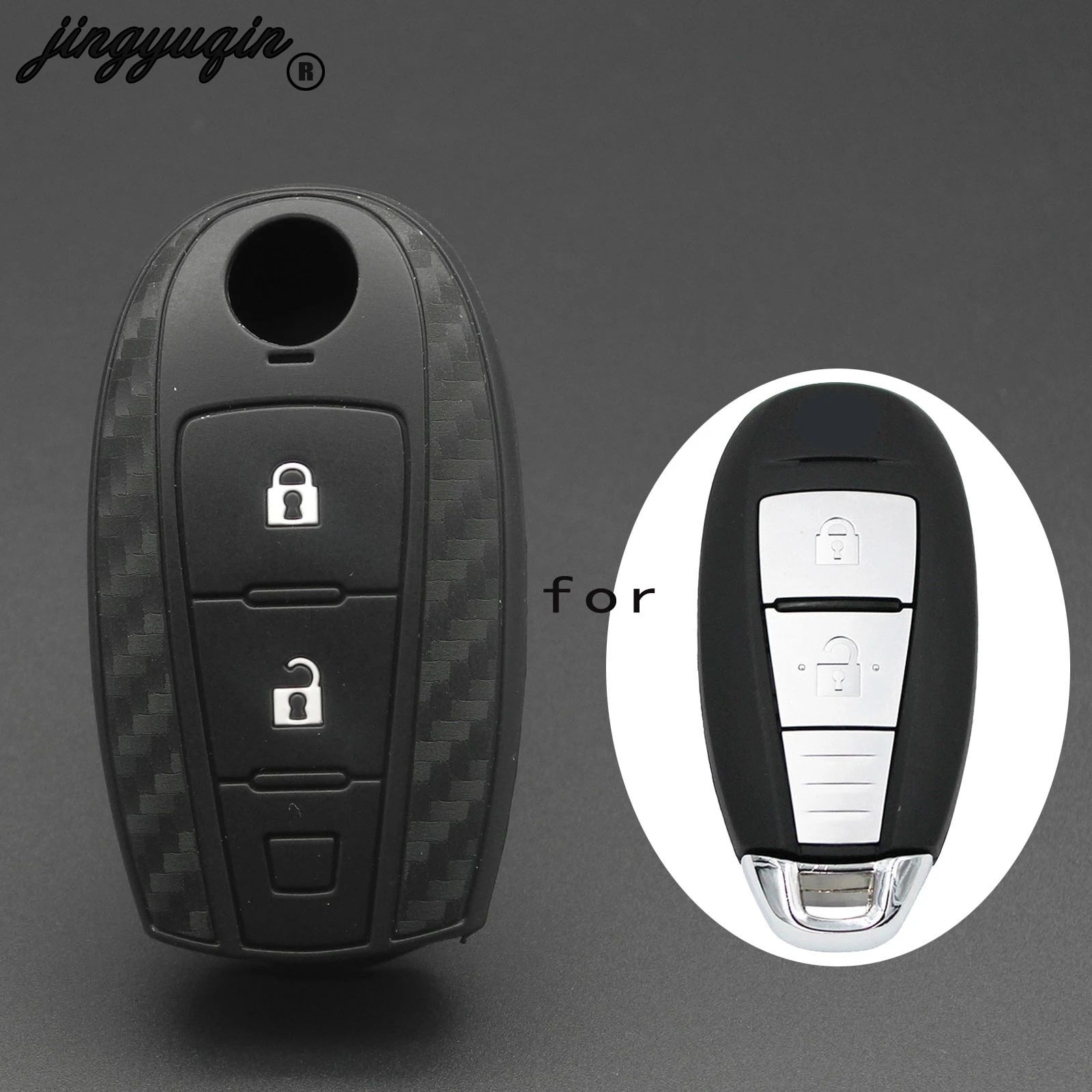 

Jingyuqin мягкий силиконовый защитный чехол из углеродного волокна для ключей для SUZUKI Swift Sport SX4 SCROSS