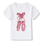 Красивая футболка с принтом балерины для девочек, футболка в стиле Харадзюку для девочек, детская одежда, детские топы с коротким рукавом, bal042