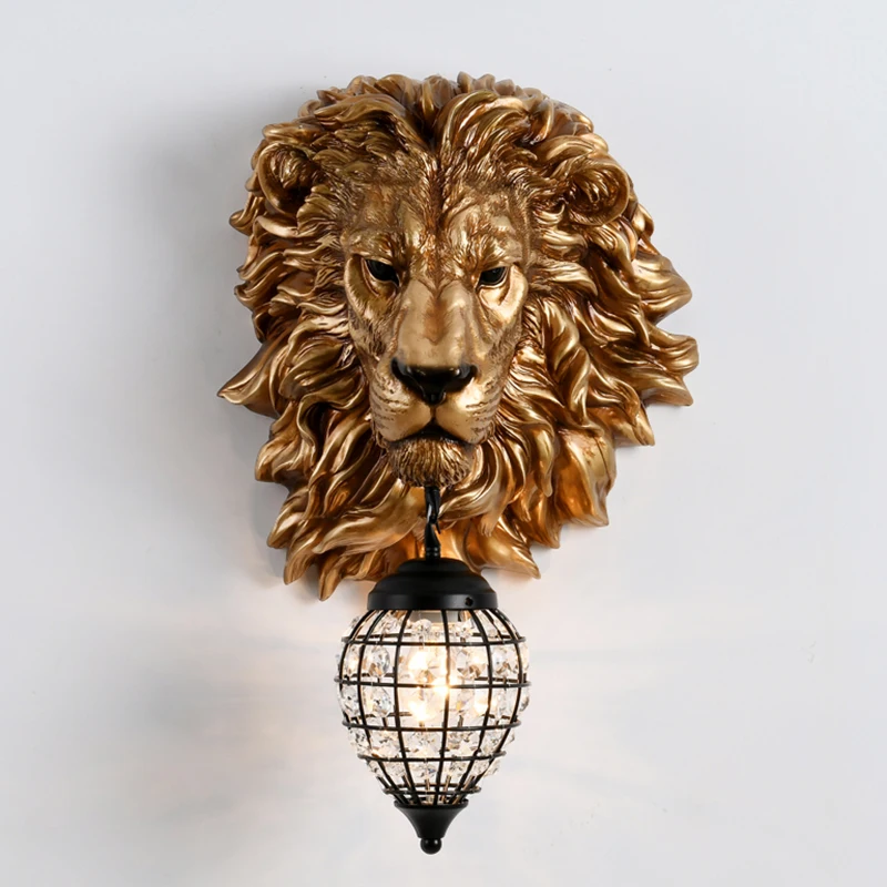 

Vintage Luxury Lion Shade LED Wall Lamps for Home Modern E27 Decoration Loft Wall Light Bedroom Indoor Lighting Wall Sconce Lamp