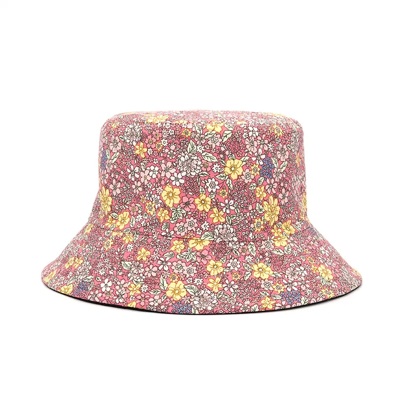 

Reversible Bucket-Hats Floral Print Sunscreen Men Women Fisherman Cat Cotton Fashion Double Side Anti-sun Panama Hat