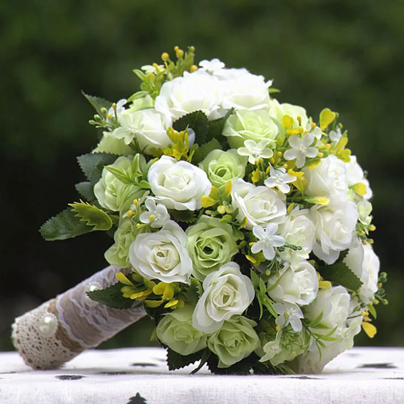 Свадебный букет Искусственный цветок ручной работы Свадебный букет из роз для свадебного украшения Ramos de Novia