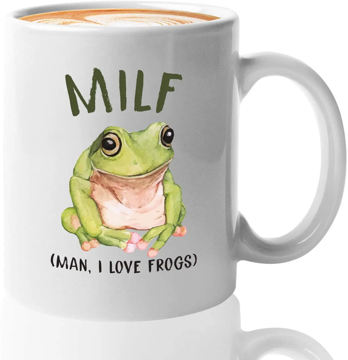 Кофейная кружка 11oz White - MILF Man I Love Frogs Froggy Chair цвет зеленый День Святого Валентина