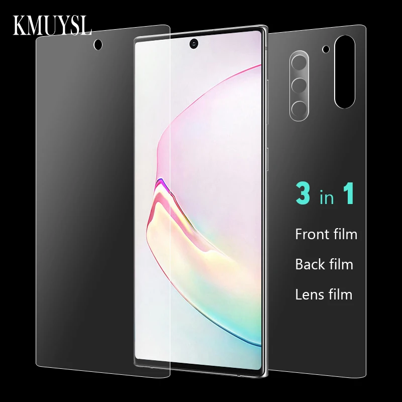Note10 Plus стекло для камеры+ передняя и задняя 9D Гидрогелевая пленка для samsung Galaxy Note 10 Note10 Pro Защитная мягкая пленка для экрана