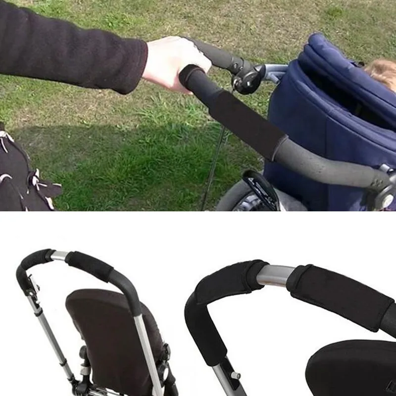 

2pcs/Pair New Baby Stroller Accessories Carriage Front Handle Pram Black Neoprene Magic Tape Bumper Bar Cover Bebek Arabasi