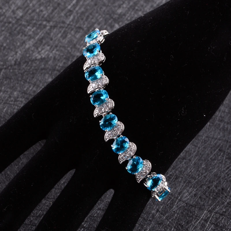 Женские серебряные сережки/Кольцо/Подвеска/ожерелье/Браслеты Gfit Box синие белые