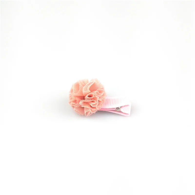 1pcs 5cm Hairpins Snap Hair Clips for Children Girls Hair Accessories Baby Cute Hair Clip Pins Gauze ball Color Metal Barrette - Цвет: C2 Pink