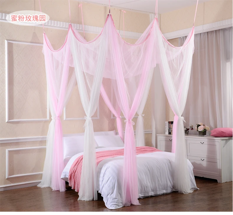 Preise Luxus Prinzessin 8 Tür Rosa Weiß Bett Baldachin Aufgehängt Moskito Net Hochzeit Zelt Vorhang Faltbare Auf Elegante Fee Spitze Dossels 03