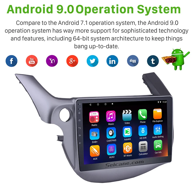 Seicane 10," Android 9,0 автомобильный радиоприемник gps Navi HD 1024*600 мультимедийный плеер для 2007-2012 2013 Honda с Bluetooth USB SWC DVR
