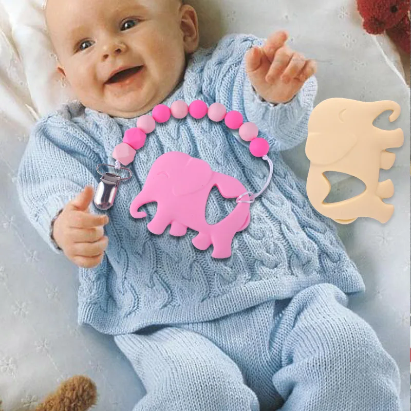 

XCQGH 5PCS Cute Elephant Baby Teether Food Grade Silicone Teeth Stick Baby Bite Teething Toy