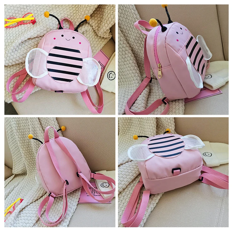 Cute Bee Mesh Small Wings Cartoon Animal Zipper Bag Children Backpack Wholesale New Fashion Boys Girls Kawaii Backpack Gift