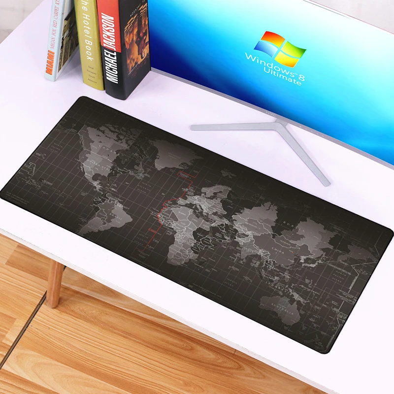 Large World Map Gaming MousePad Graffiti Otaku Black Computer Mouse Pad Gamer Locking Edge Rubber XXL Keyboard pad Desk Mat | Компьютеры и