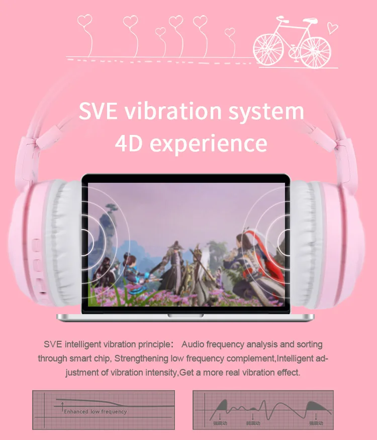 SOMIC G951 розовые наушники с кошачьими ушками Virtual 7,1 шумоподавление Игровые наушники Вибрационный светодиодный USB гарнитура для ПК в режиме реального времени