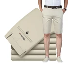 Шорты мужские прямые цвета хаки, деловой Повседневный стиль, эластичные Простые брюки до колен, брендовая одежда