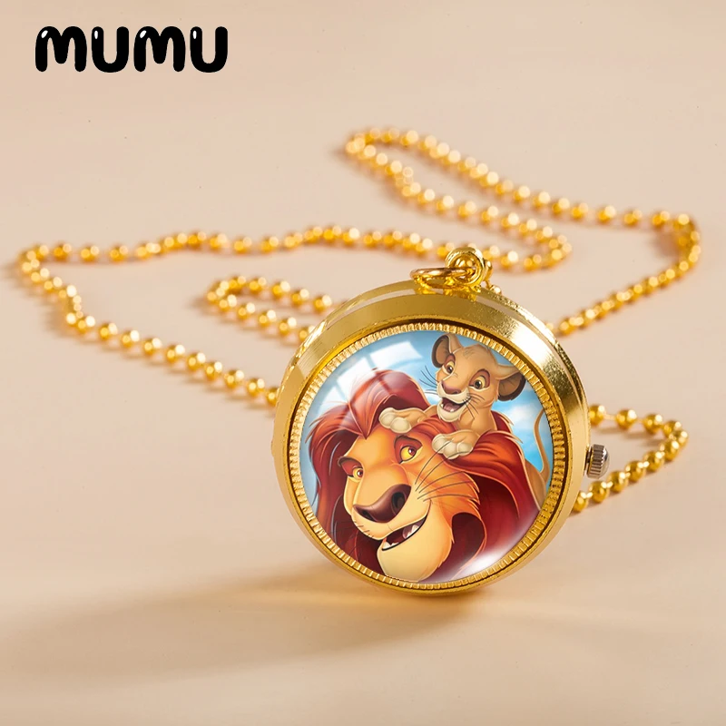 2021 новые карманные часы Король Лев ожерелье Simba и Nala золотой цвет винтажные