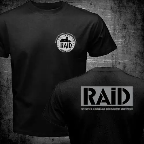 black 2 Франция французский специальный Элитный полицейский блок GIGN Raid BRI футболка для мужчин две стороны подарок Повседневная футболка США размер S-3XL - Цвет: black 2