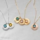 Классическая круглая подвеска Mini-World, изысканное ожерелье с гравировкой имени и даты, ожерелье с подвеской по месяцу рождения, подарок на день рождения для женщин