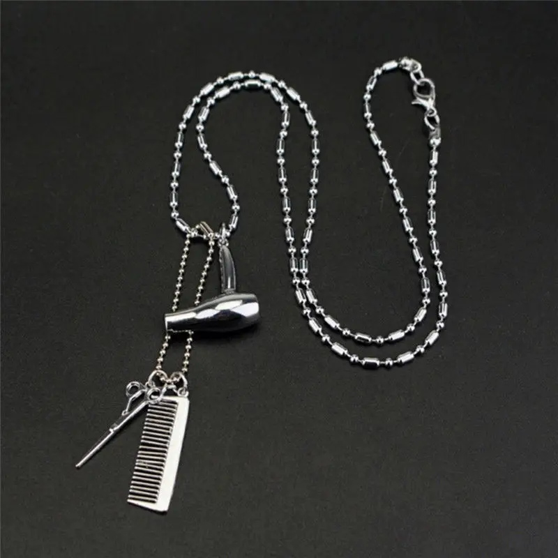 

Cosmetologist Hair Dresser Necklace Hair Dryer/Scissor/Comb Dangle Pendant Scissors Necklace Jewelry Hairdresser Gift New