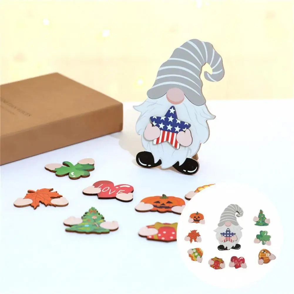 

Деревянное украшение 9 шт./компл., украшения для прекрасного стола, карликовое украшение Гном на Рождество, легкие декоративные фигурки, Нов...