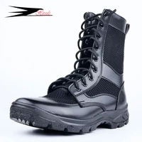 summer mens and womens security shoes mesh breathable outdoor high top mountaineering ultra light combat boots zipper training