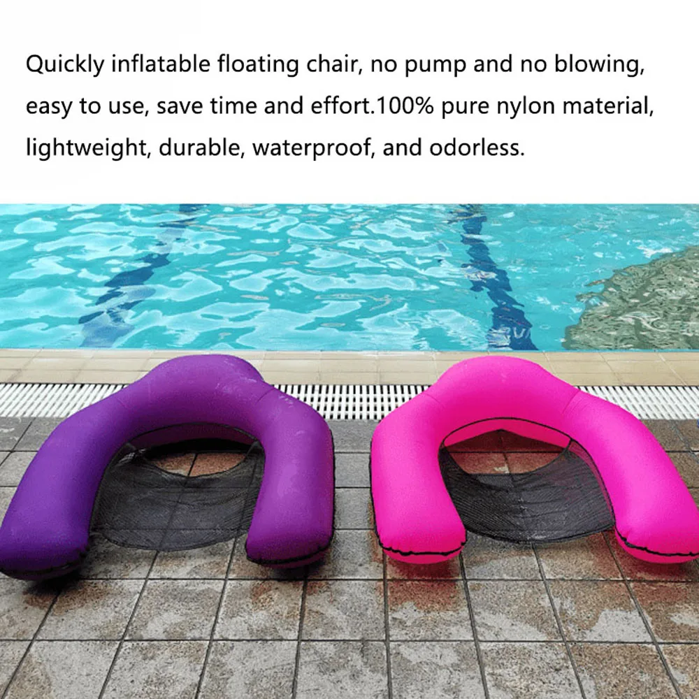 

Inflatable Water Sports Chair Swimming Float Seat Lounger No Pump Needed Load up to 200KG For Kids Adults Accessories